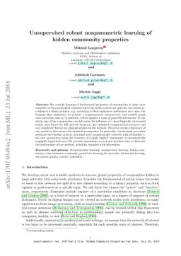 Unsupervised robust nonparametric learning of hidden community
  properties