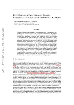 Deep Gaussian Embedding of Graphs: Unsupervised Inductive Learning via
  Ranking