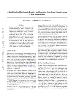 A Brief Study of In-Domain Transfer and Learning from Fewer Samples
  using A Few Simple Priors