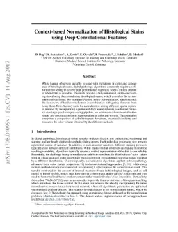 Context-based Normalization of Histological Stains using Deep
  Convolutional Features