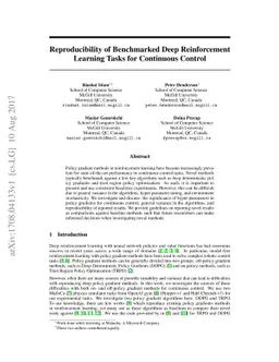 Reproducibility of Benchmarked Deep Reinforcement Learning Tasks for
  Continuous Control