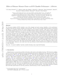 Distance and Similarity Measures Effect on the Performance of K-Nearest
  Neighbor Classifier -- A Review