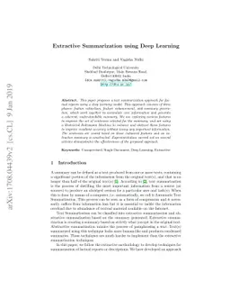 Extractive Summarization using Deep Learning