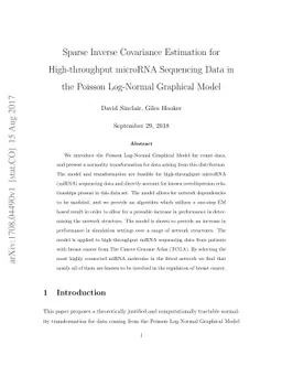 Sparse Inverse Covariance Estimation for High-throughput microRNA
  Sequencing Data in the Poisson Log-Normal Graphical Model