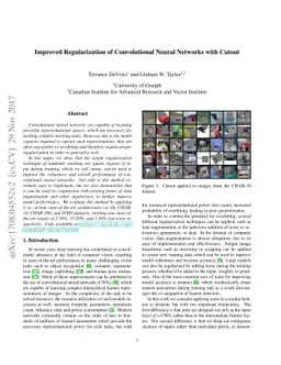 Improved Regularization of Convolutional Neural Networks with Cutout
