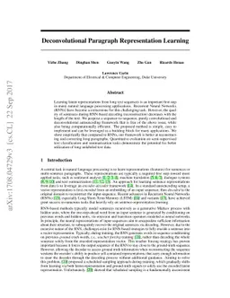 Deconvolutional Paragraph Representation Learning