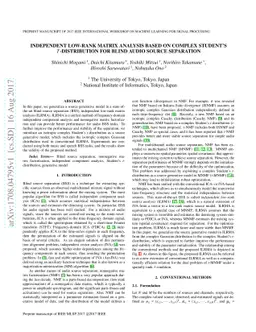 Independent Low-Rank Matrix Analysis Based on Complex Student's
  $t$-Distribution for Blind Audio Source Separation