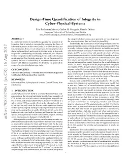 Design-Time Quantification of Integrity in Cyber-Physical-Systems
