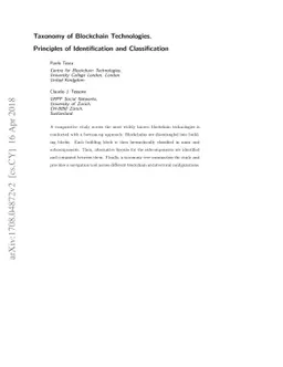 Taxonomy of Blockchain Technologies. Principles of Identification and
  Classification