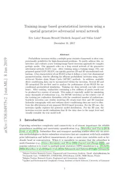 Training-image based geostatistical inversion using a spatial generative
  adversarial neural network
