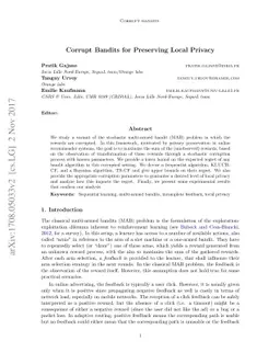 Corrupt Bandits for Preserving Local Privacy