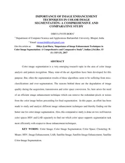 Importance of Image Enhancement Techniques in Color Image Segmentation:
  A Comprehensive and Comparative Study