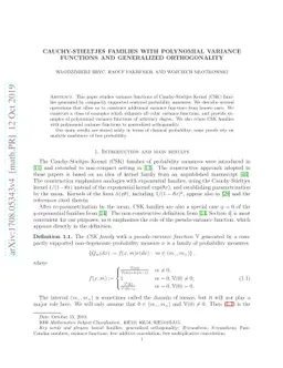 Cauchy-Stieltjes families with polynomial variance functions and
  generalized orthogonality