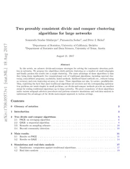 Two provably consistent divide and conquer clustering algorithms for
  large networks