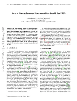 Agree to Disagree: Improving Disagreement Detection with Dual GRUs