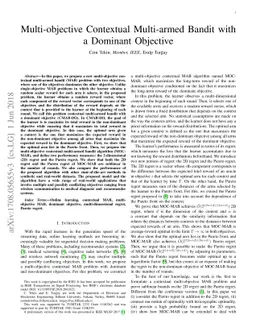Multi-objective Contextual Multi-armed Bandit with a Dominant Objective