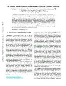 The Stochastic Replica Approach to Machine Learning: Stability and
  Parameter Optimization