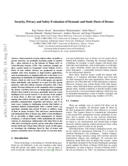 Security, Privacy and Safety Evaluation of Dynamic and Static Fleets of
  Drones