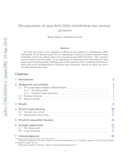 Decomposition of mean-field Gibbs distributions into product measures