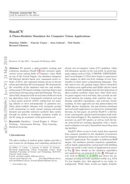 Sim4CV: A Photo-Realistic Simulator for Computer Vision Applications