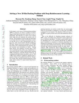 Solving a New 3D Bin Packing Problem with Deep Reinforcement Learning
  Method