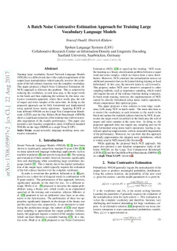 A Batch Noise Contrastive Estimation Approach for Training Large
  Vocabulary Language Models