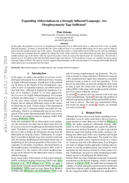 Expanding Abbreviations in a Strongly Inflected Language: Are
  Morphosyntactic Tags Sufficient?