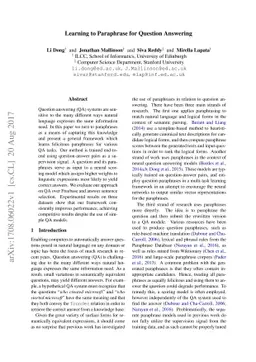 Learning to Paraphrase for Question Answering