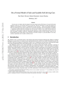 On a Formal Model of Safe and Scalable Self-driving Cars
