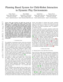Planning Based System for Child-Robot Interaction in Dynamic Play
  Environments