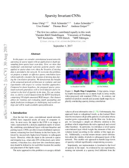 Sparsity Invariant CNNs