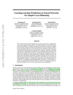 Learning Anytime Predictions in Neural Networks via Adaptive Loss
  Balancing
