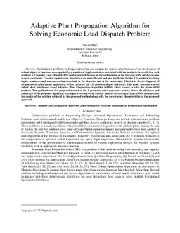 Adaptive Plant Propagation Algorithm for Solving Economic Load Dispatch
  Problem
