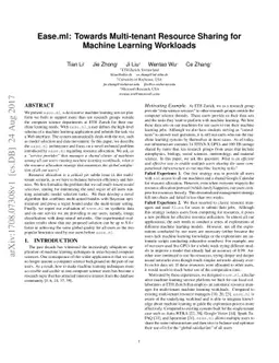 Ease.ml: Towards Multi-tenant Resource Sharing for Machine Learning
  Workloads