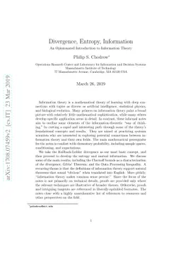 Divergence, Entropy, Information: An Opinionated Introduction to
  Information Theory