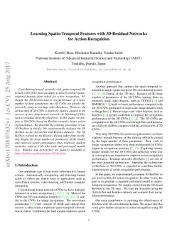 Learning Spatio-Temporal Features with 3D Residual Networks for Action
  Recognition