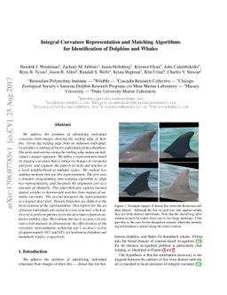 Integral Curvature Representation and Matching Algorithms for
  Identification of Dolphins and Whales