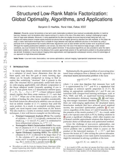 Structured Low-Rank Matrix Factorization: Global Optimality, Algorithms,
  and Applications