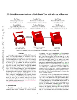 3D Object Reconstruction from a Single Depth View with Adversarial
  Learning