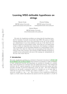 Learning MSO-definable hypotheses on string