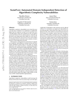 SlowFuzz: Automated Domain-Independent Detection of Algorithmic
  Complexity Vulnerabilities