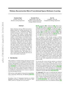 On the Reconstruction Risk of Convolutional Sparse Dictionary Learning