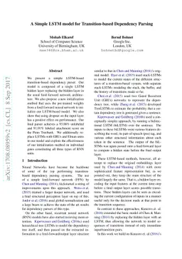 A Simple LSTM model for Transition-based Dependency Parsing