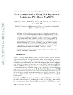 Node Authentication Using BLS Signature in Distributed PKI Based MANETS