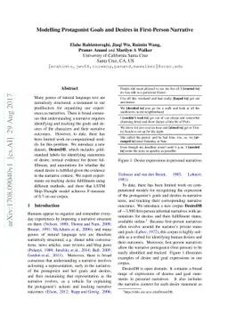 Modelling Protagonist Goals and Desires in First-Person Narrative