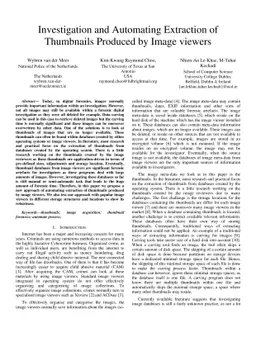 Investigation and Automating Extraction of Thumbnails Produced by Image
  viewers