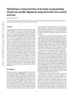 Optimizing scoring function of dynamic programming of pairwise profile
  alignment using derivative free neural network