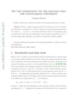 On the consistency of the spacings test for multivariate uniformity