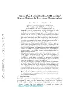 Private Data System Enabling Self-Sovereign Storage Managed by
  Executable Choreographies