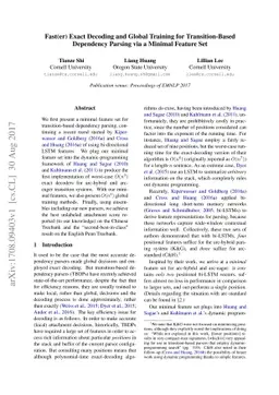 Fast(er) Exact Decoding and Global Training for Transition-Based
  Dependency Parsing via a Minimal Feature Set